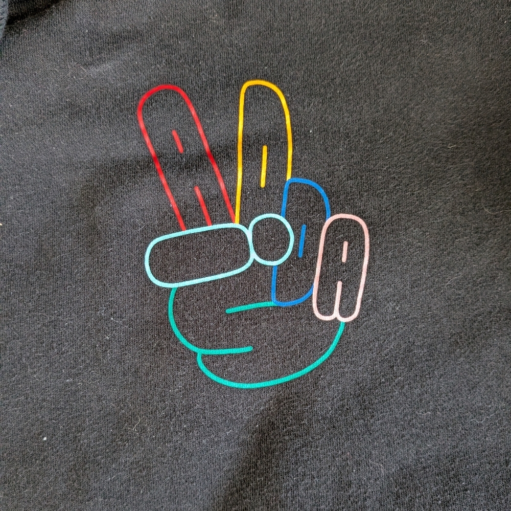 Adidas Black Hoodie with Peace Sign Logo - Picture 2 of 5
